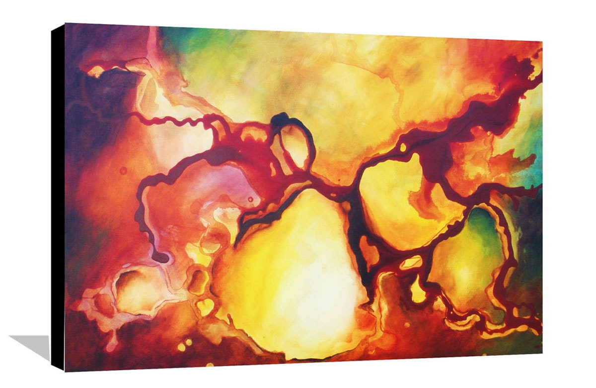 Yellow Painting Large Abstract Painting Original Abstract Stretched Painting on Canvas Unique Painting Wall Decor Art 36x24 by Heather Day