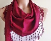 Pashmina scarf with lace christmas gift for her scarf stylish burgundy
