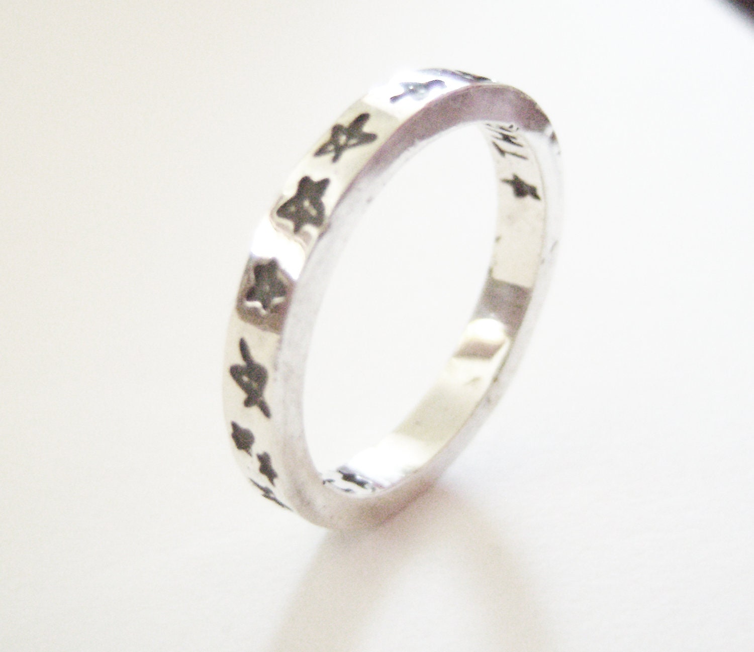 Avengers Captain America inspired etched silver ring reading The Soldier Out of Time
