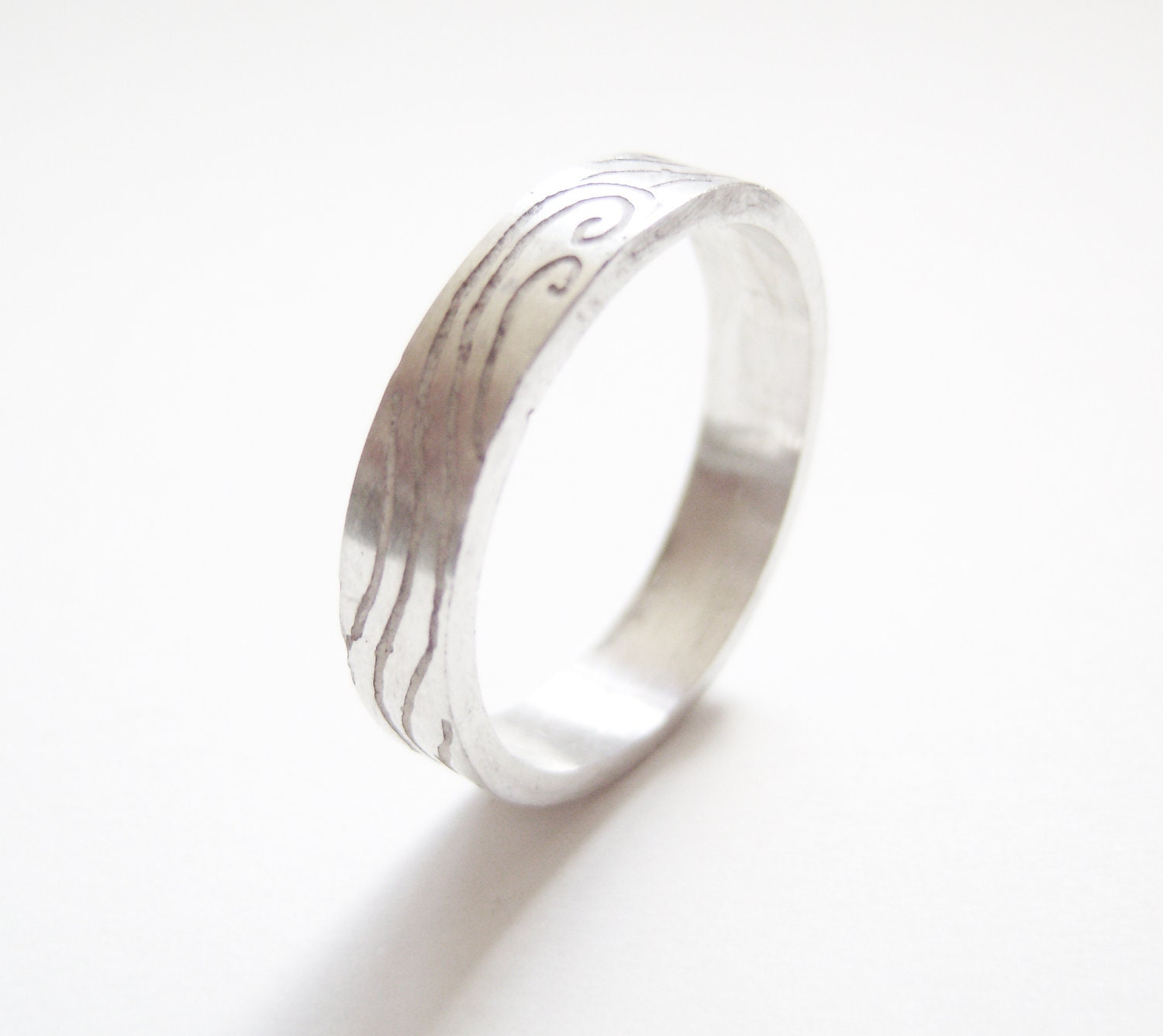 Merlin King Arthur etched silver ring with MERLIN inscription