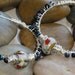 Earrings - Red Orange Yellow Blue Murano Glass Black Bead Wire Wrap Silver Hoop Earrings - Free Shipping
