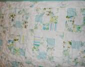 Summery Vintage Sheet Quilt in Blues and Purple