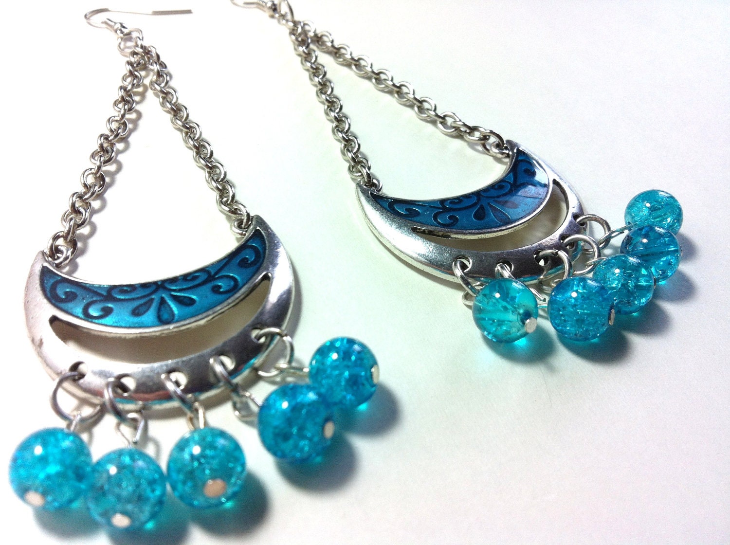 Blue Moon Long Chandelier Earrings