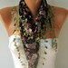 Multicolor Scarf - Cotton Scarf - Cowl with Lace Edge - fatwoman - Bridesmaids Gifts