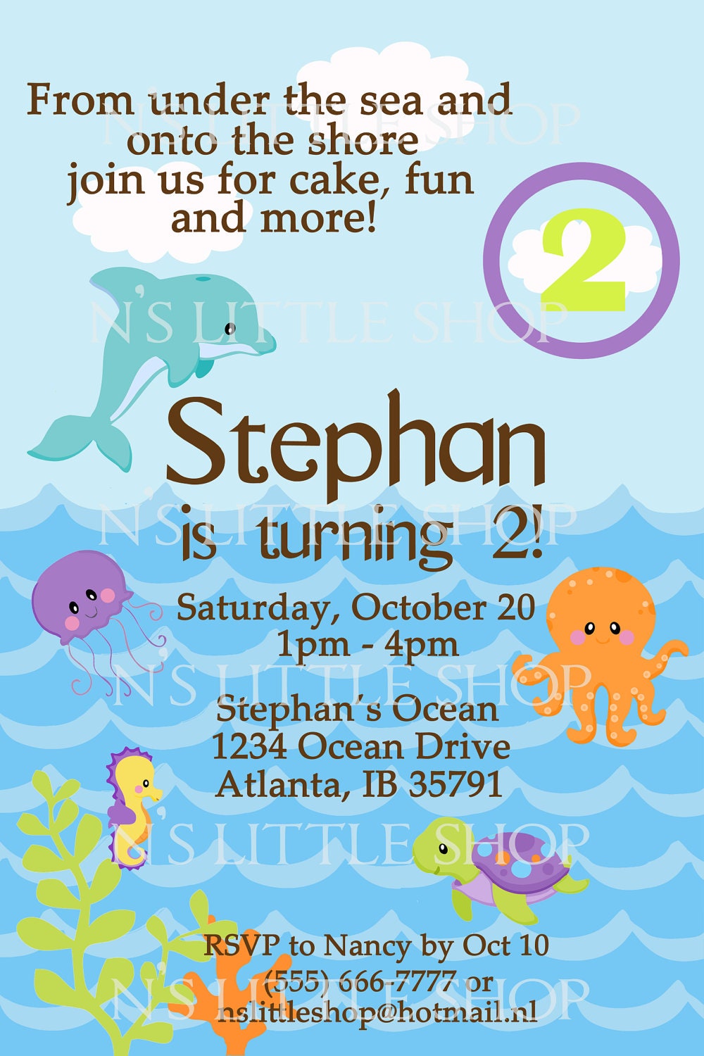 Under the Sea birthday invitation card / by nslittleshop on Etsy