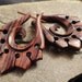 Organic Hand Carved Sono Wood Tribal Ornament Stirrup Hanger Earring