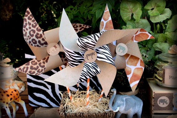 Safari Pinwheels - Kids Birthday Party - DIY PRINTABLE FILES by Sassaby Il_570xn