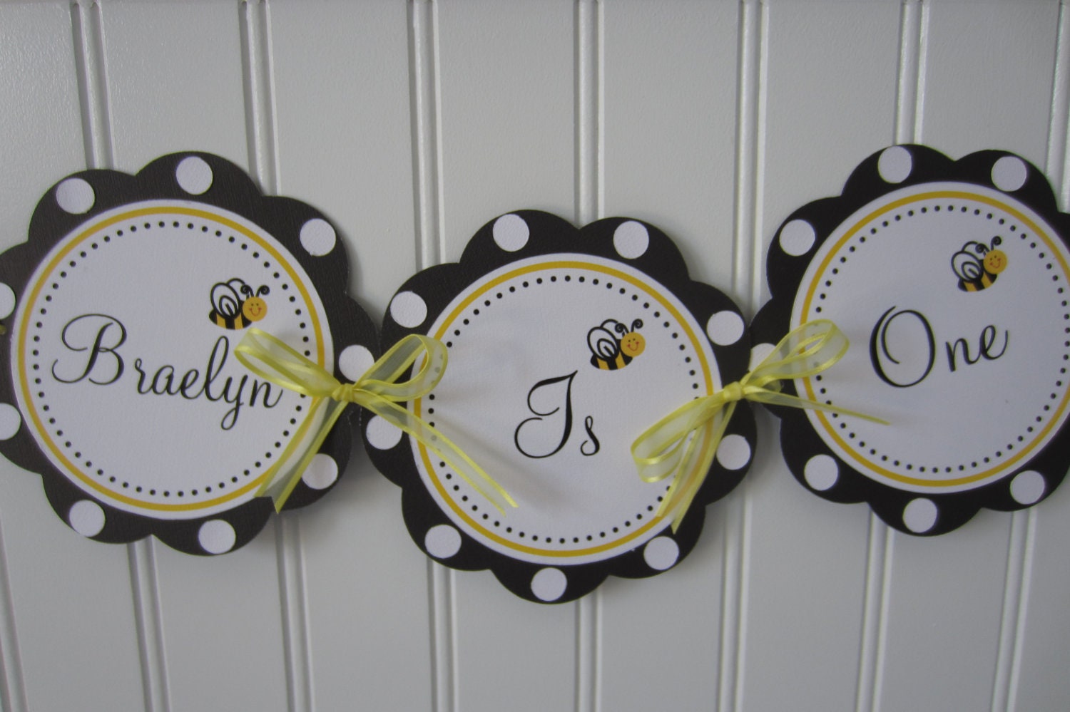 Baby's First Birthday Bumblebee Welcome Sign - Yellow and Black