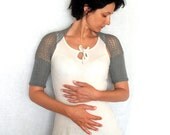 Lacy Knitted Shrug, Gray Summer Bolero, Grey Cotton Short Shrug, Summer Bolero, Cotton Shrug Wedding Shrug - KB0002 - Aimarro