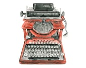 typewriter watercolor giclee print - 8x10 // Vintage Typewriter Illustration // office art // wall decor