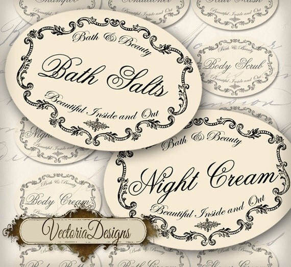Bath and Beauty Labels instant download by VectoriaDesigns on Etsy