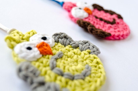 Instant Download - PDF Crochet Pattern - Garland of Colorful Owls - Text instructions and SYMBOL CHART instructions