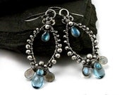 Unique labradorite and quartz crystal earring 925 sterling silver