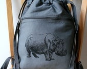 Hippopotamus Canvas Backpack