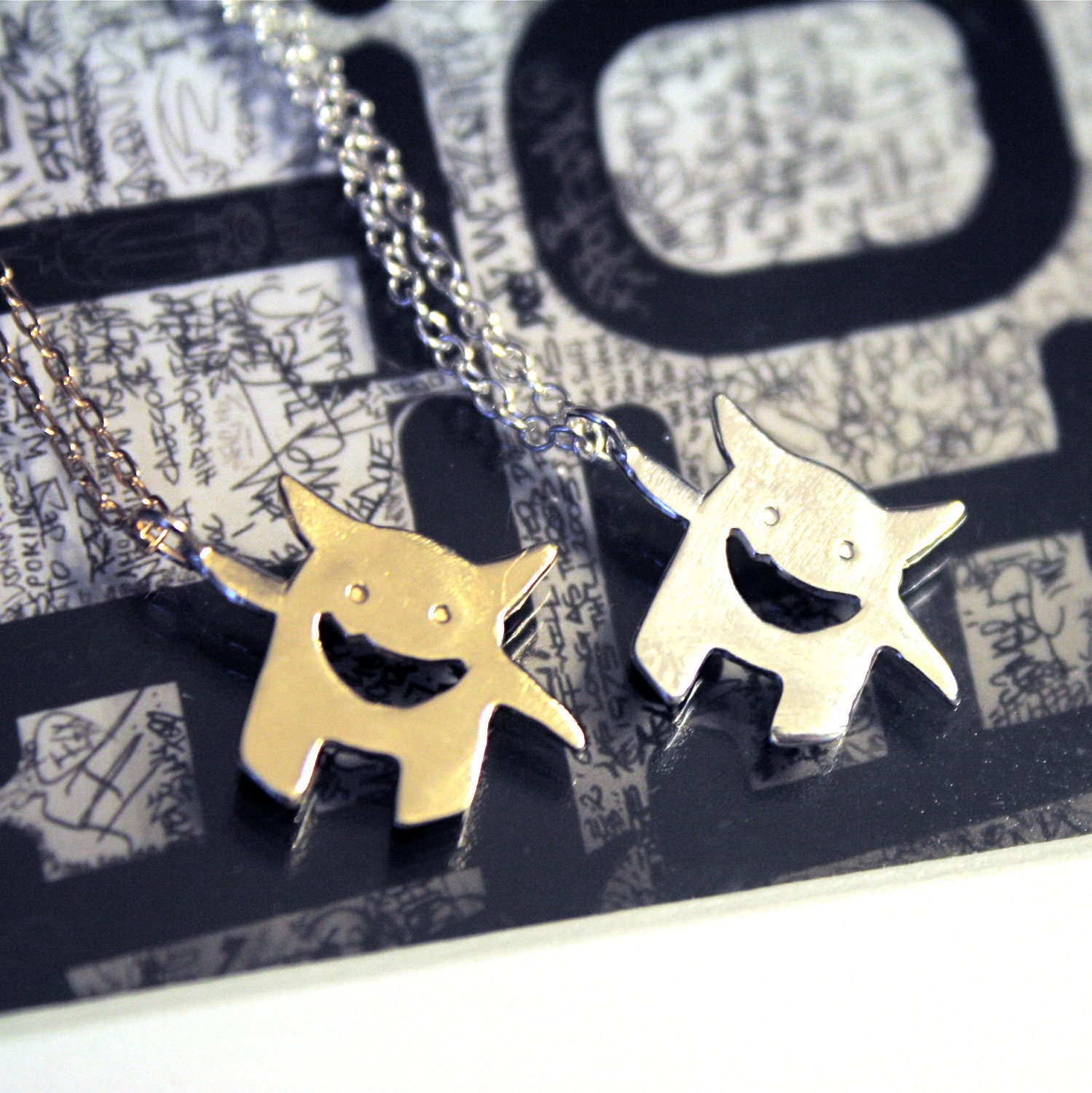 Monster Necklace- Solid 14K Gold Pendant Charm
