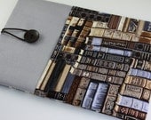 Laptop Case, 13" MacBook Case, 13" MacBook Air Case, 13" MacBook Pro Case, PADDED, with 2 pockets - Library Books Neutral