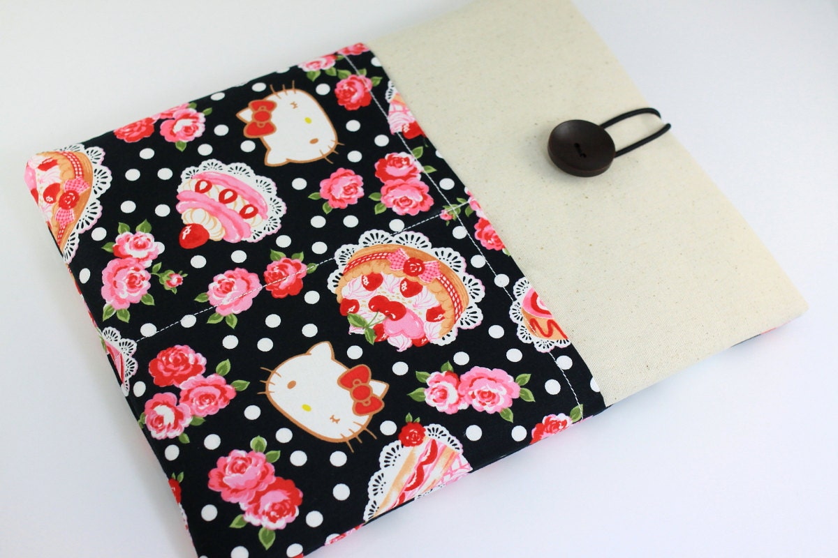 iPad Case, iPad Sleeve, iPad Cover, PADDED, with pockets for iPhone - Hello Kitty and Cakes