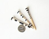 Golf Golf Golf hand painted golf tees and golf legend ball marker - black and white stripes - WyomingCreative