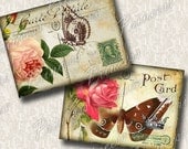 BUTTERFLY and ROSES - postcard aceo. Printable digital images. Collage sheet download. 9202