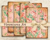 Digital collage sheet FRENCH VINTAGE PAPER set of 18 printable images backgrounds download. Scrapbook digital paper v92423