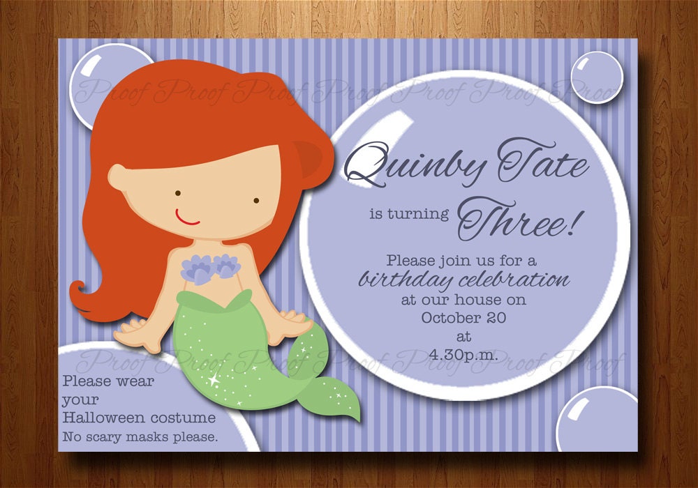 Disney Ariel The Little Mermaid Printable Birthday Invitation - DIY Printing