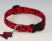 Red and Black Leopard - Dog Collar - Adjustable