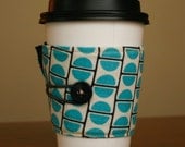 reusable coffee cozy sleeve- mod blue dot