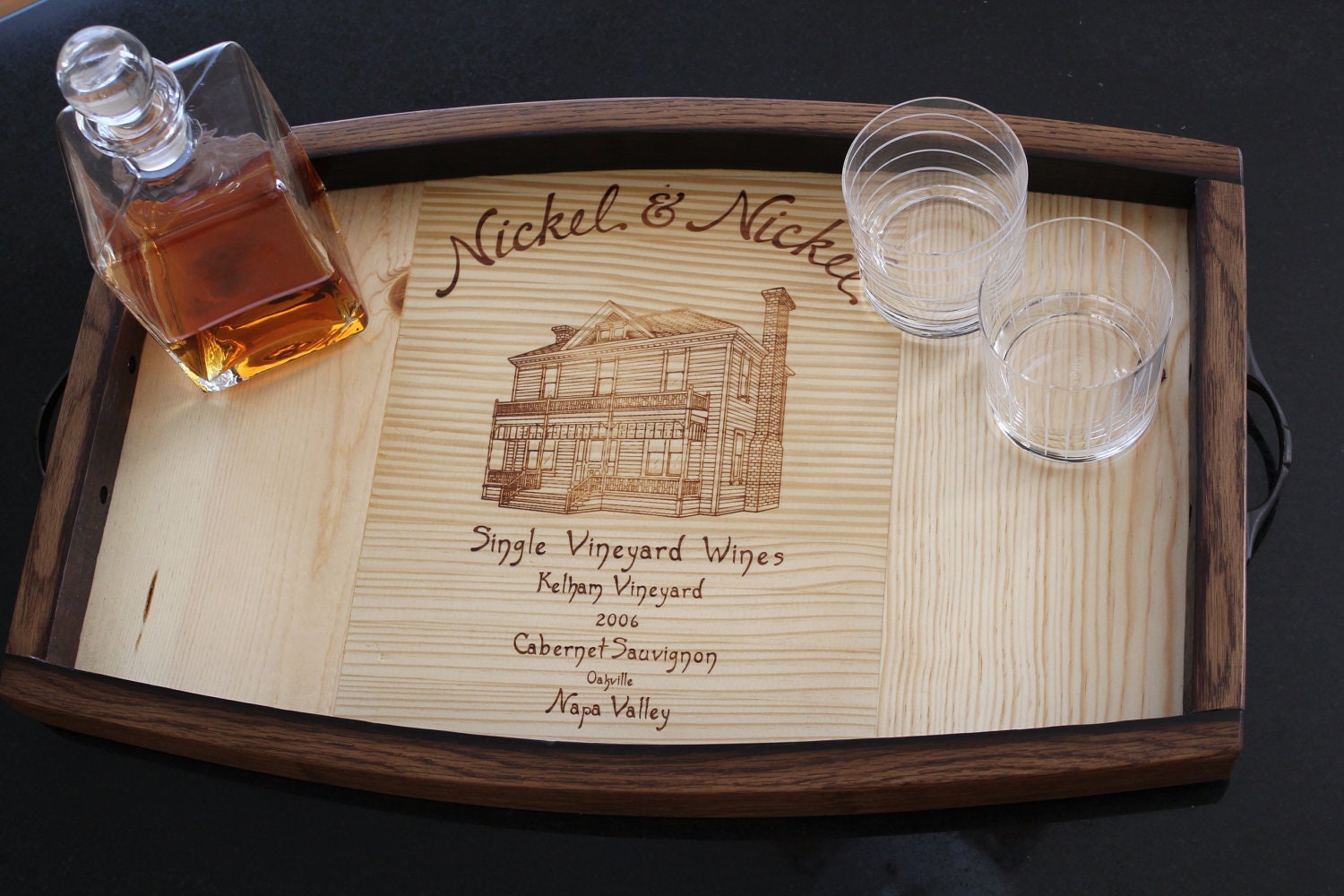 Wine Crate & Barrel Stave Serving Tray by RockCreekFurnitureCo