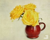 Shabby chic photograph, Yellow roses, Romantic floral print, Vintage style, french country home decor, nature, flower, 10x8, Giclée