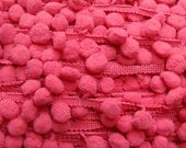 5.4 yds of Pom Pom Fringe - Rose - 25 mm Size Balls