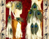 CUSTOM Fantasy HAIR FALLS with peacock feathers & cowries Fairy Ren Elf Amazon reenactment sca Larp wig Tribal Fusion belly dance extensions