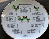 Eat Drink Be Well  Vintage Collector's Plate  Caloric Chart / Bradley Exclusives