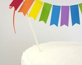 Rainbows Flags Cake Topper  /////// Classroom Party // Rainbow Party //  Birthday Party Cake Bunting //