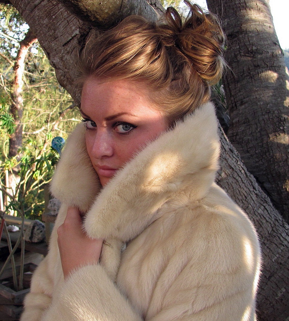 On HOLD for Maison - Tourmaline Cream Mink Stroller Coat by Green's Furs - Treasury Item