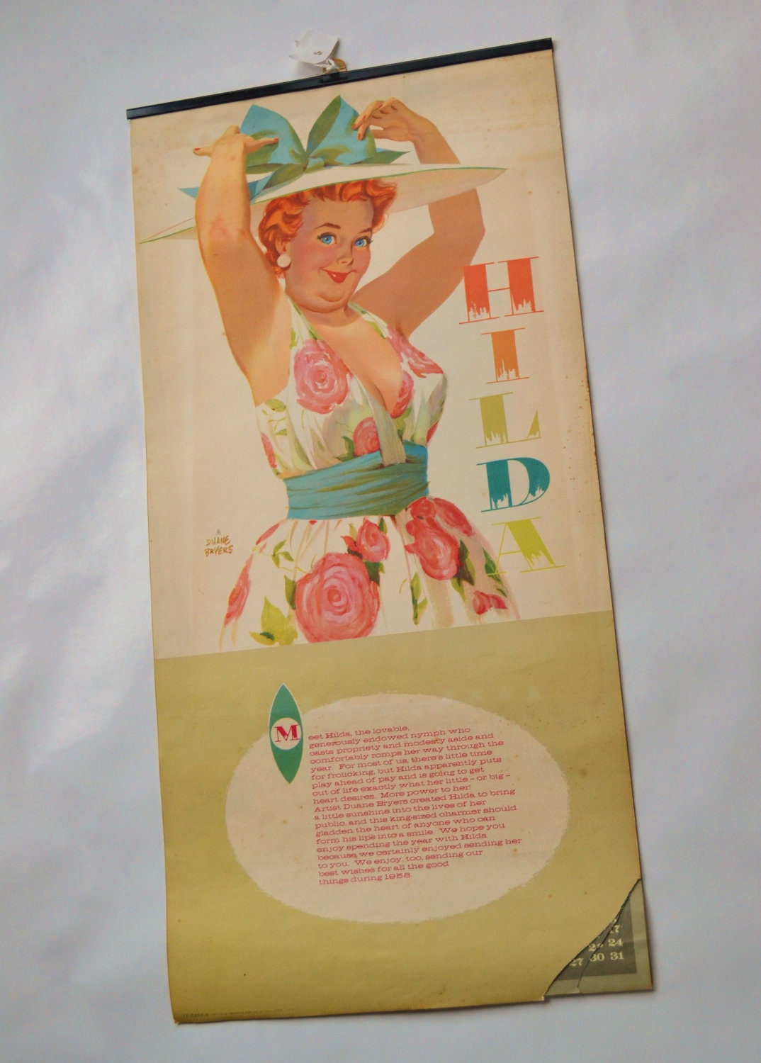 1958 Hilda buxom Pin Up Calendar by Duane Bryers by Weirdsville