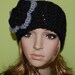 Hand Crochet Womens Headband Head Warmer Headwrap Headband in BLACK color with big flower  PERUVIAN WOOL