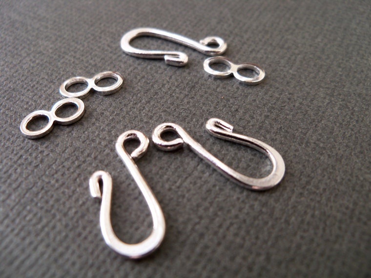 Silver Plated Hook and Eye Clasp, 10 sets