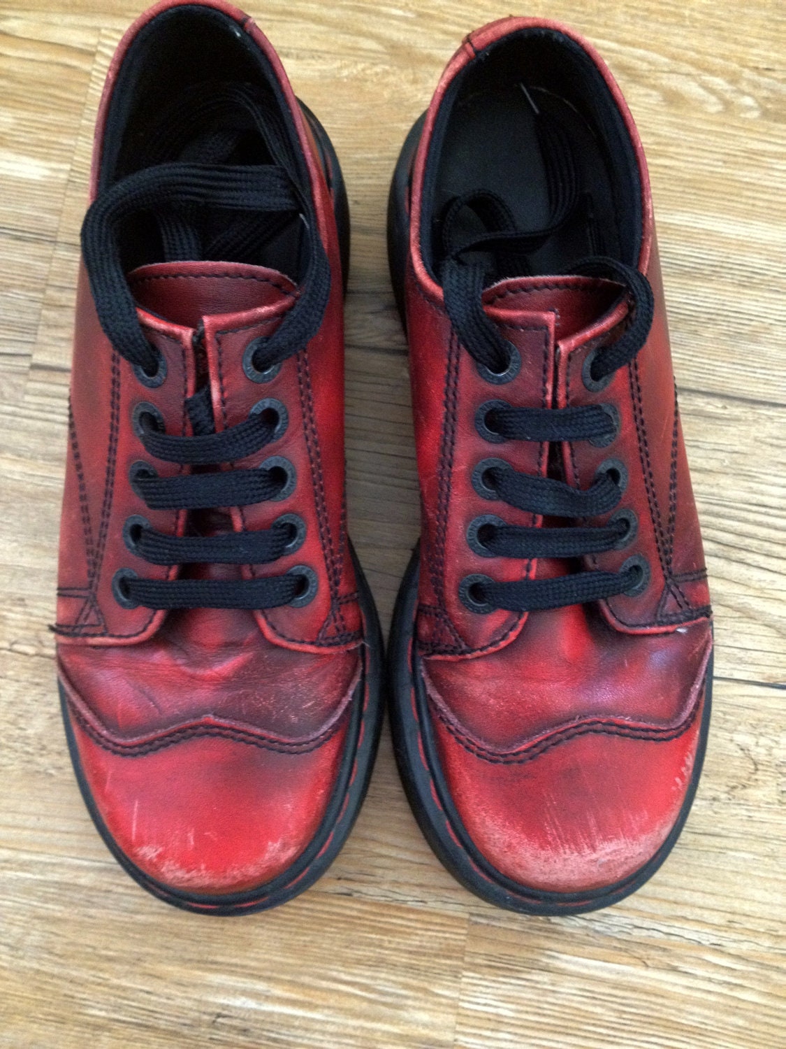 Reserved for H - Do Not Purchase - Vintage Dr. Martens Doc Martens Red Leather Platform Shoes Size UK 5 US 7