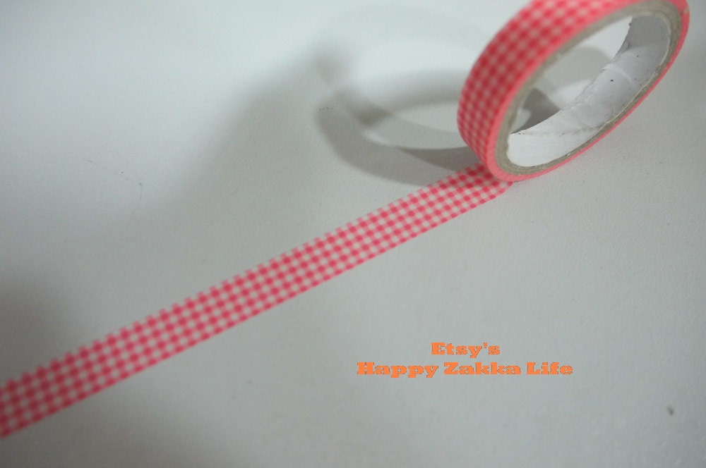 On Sale - Japanese Washi Masking Tape - Red and White Mini Gingham - 3.3 Yards