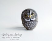 Great Grey Owl , Owl Brooch, Hand Felted Jewelry, Wool Brooch, (MADE TO ORDER)