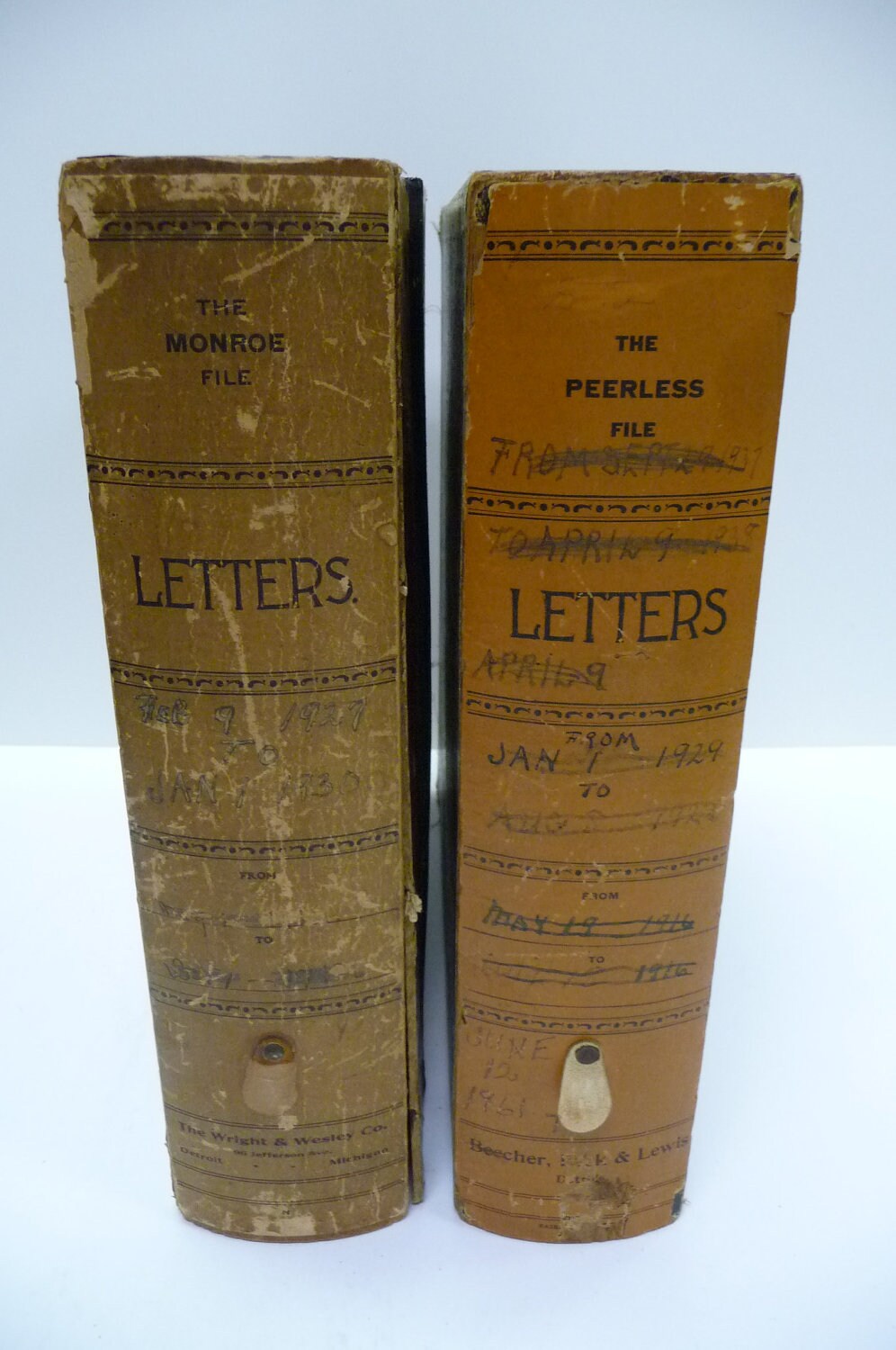 Two letter box Files filled with bills, receipts, paper ephemera 1920's and 60's
