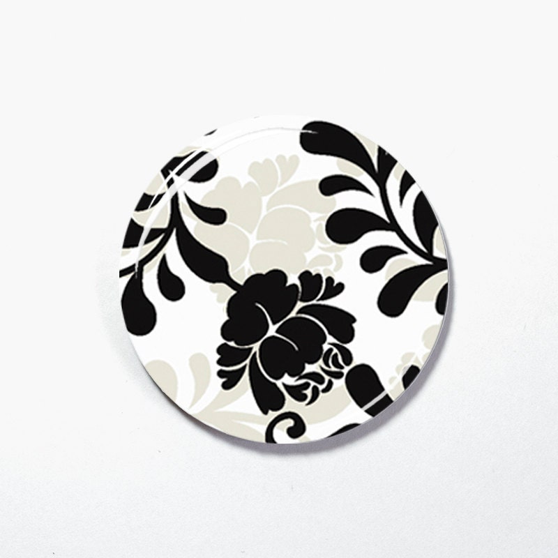 Floral pin back button, Interchangeable Magnetic Necklace Pendant Toppers, Topper Button (129)