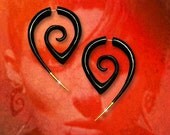 Girl With The Dragon Tattoo - Golden Brass Tipped Tribal Curls - Fake Gauge Horn Earrings as worn by Rooney Mara