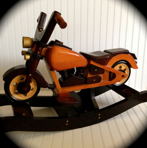 wooden motorcycle rocking horse