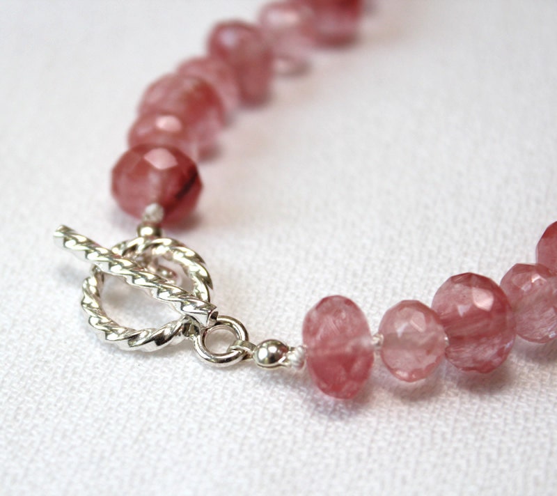 10 MM-18 MM faceted Necklace, graduated Cherry Quartz beads
