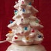 Vintage Ceramic Mini Lighted Christmas Tree Multi Colored Bulbs