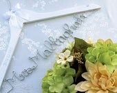 Wedding Hanger with Swarovski Crystal Embellishments, White Hanger, Personalized Hanger, Dress Hanger, Bride Hanger