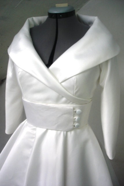 A Most Elegant 50s wedding gown In Ivory Duchess Satin Custom