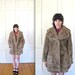 Vtg 60s Faux Fur Pea Coat / Tan Brown Oversized Collar Coat / Women's Outerwear