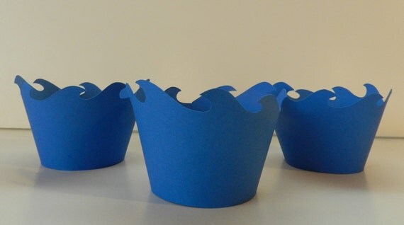 Nautical Cupcake Wrappers Waves Water Blue, Nautical Party Il_570xn